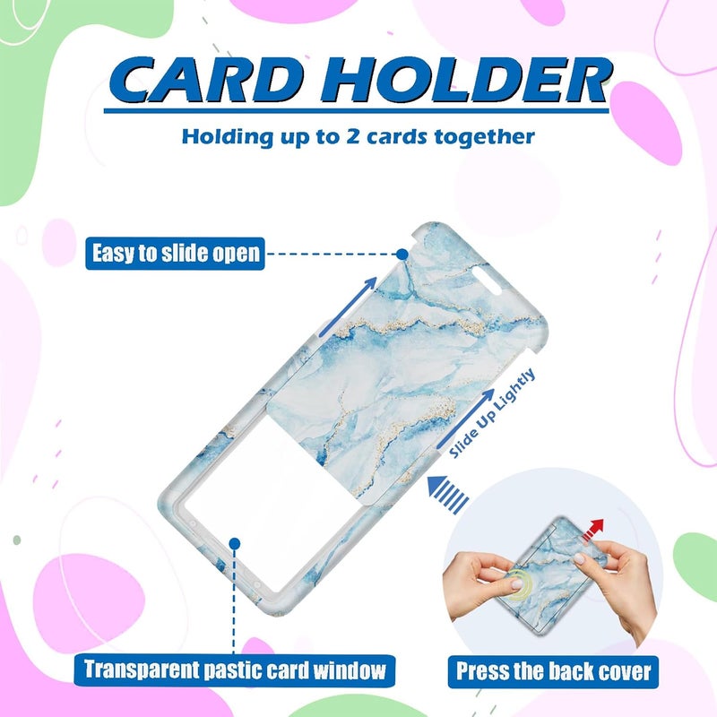 Boutilon ID Badge Holder with Lanyard,Retractable ID Badge Card Holders Detachable Neck Lanyard Strap with Badge Reel and Vertical ID Holder for Nurse Students Teachers Office Staff(Marble Light Blue) - Image 4